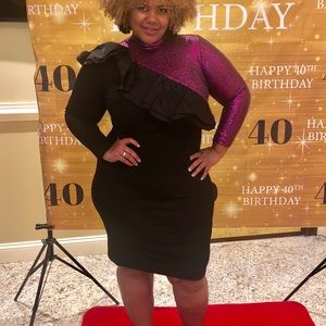 Eloquii purple & black Ruffle sleeve sequins dress